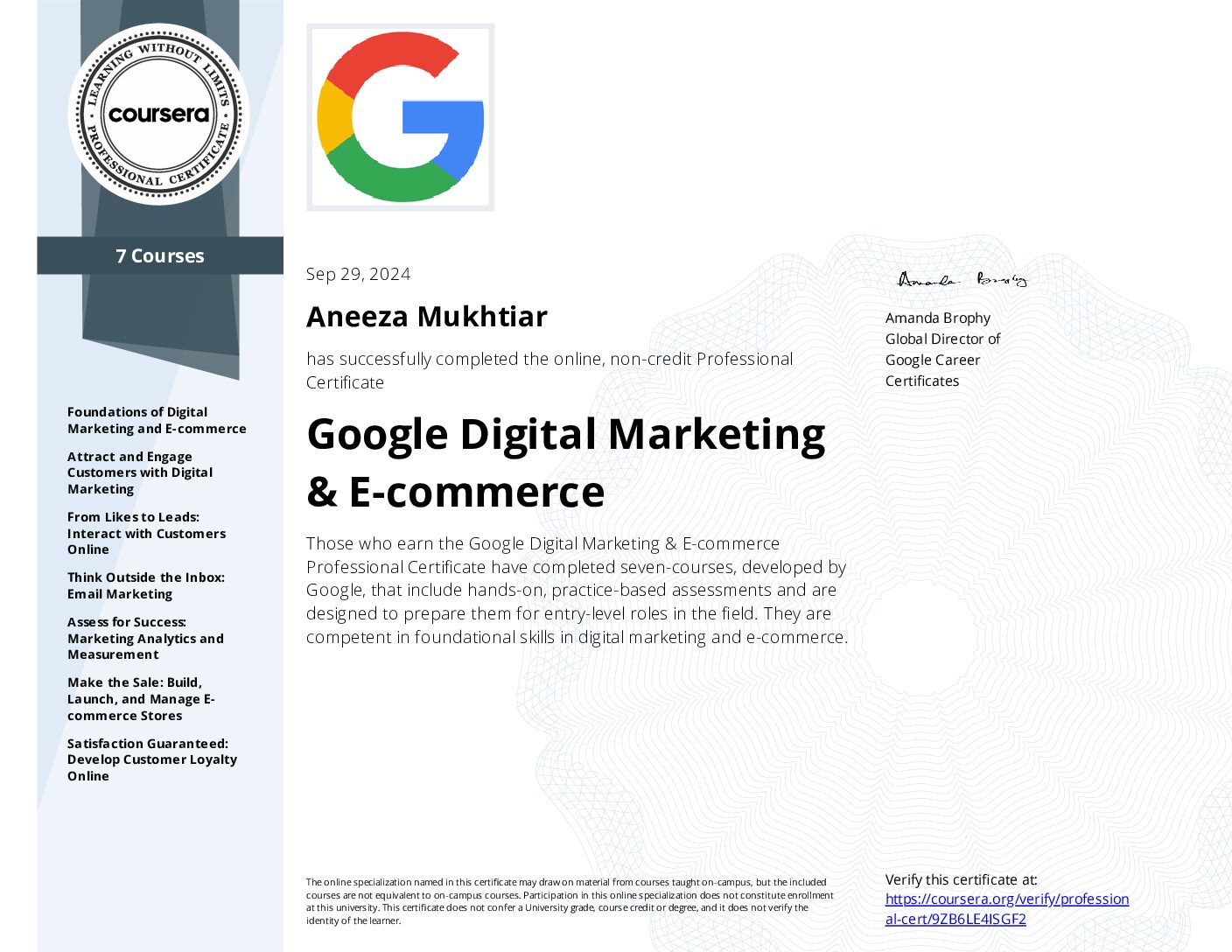 Aneeza Certificate 1
