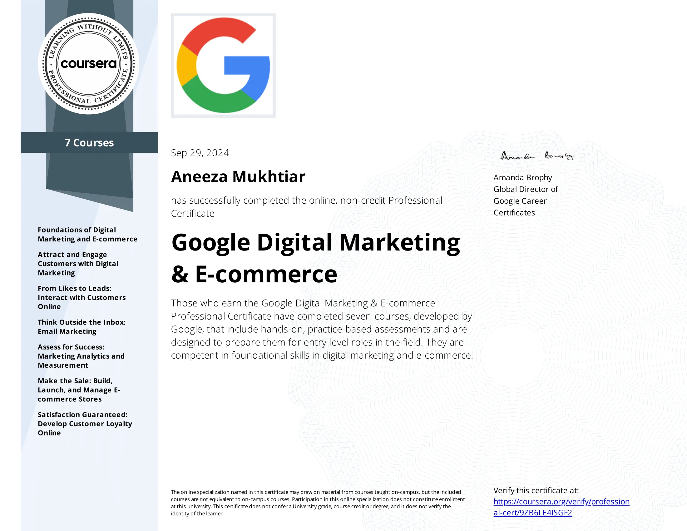 Aneeza Certificate 2