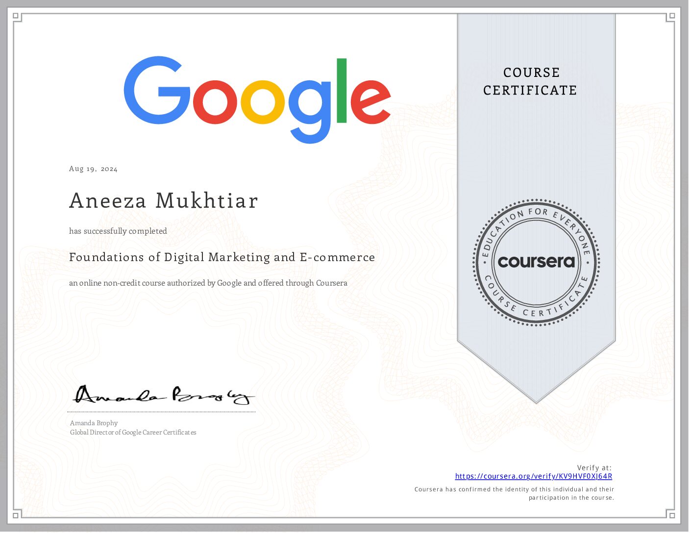 Aneeza Certificate 7